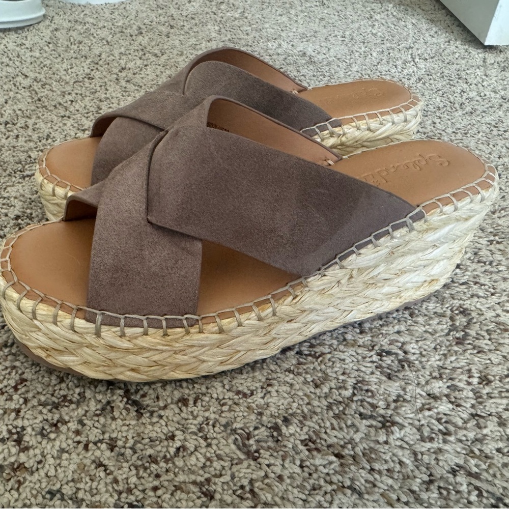 Women's Brown Suede Wedge Sandals